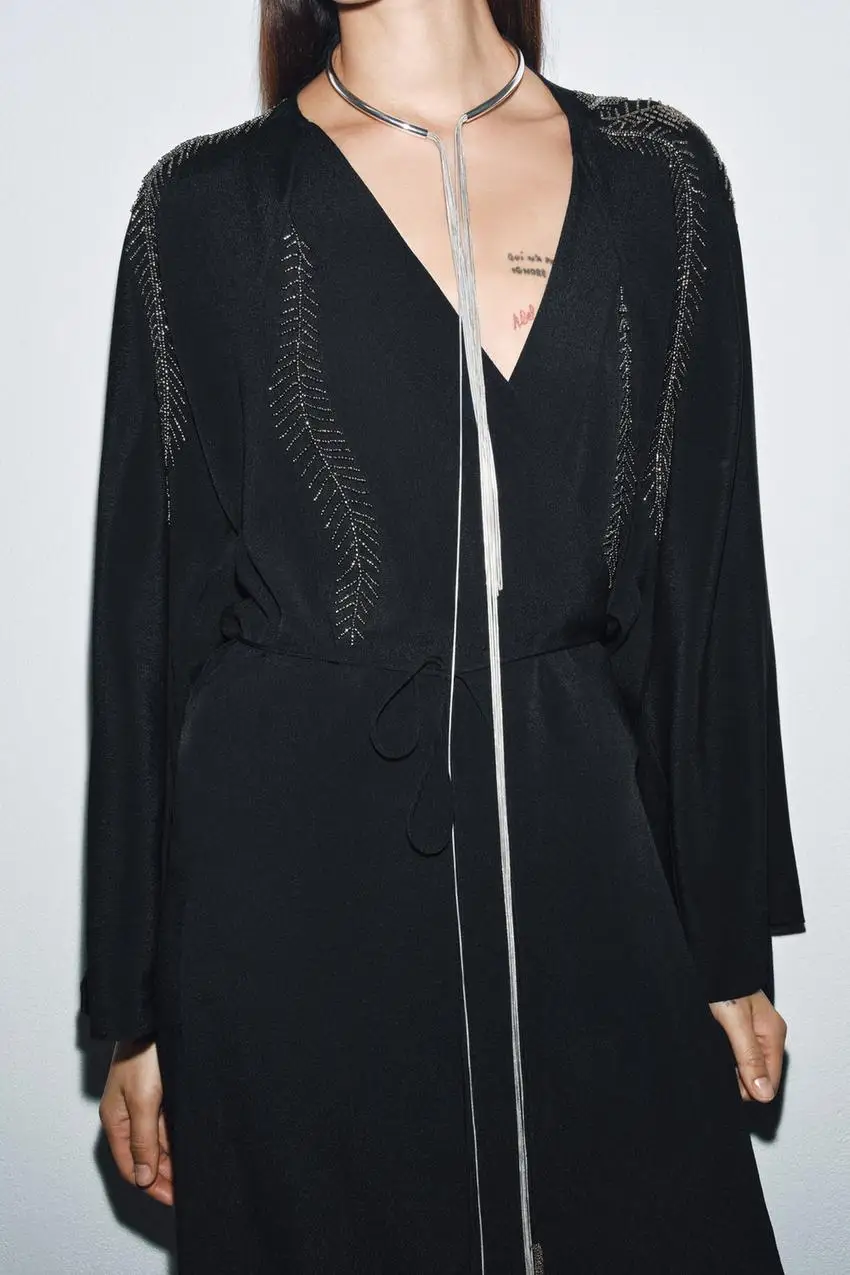 American style exaggerated luxury golden and silver long tassel collar alloy simple and high-end metal necklace