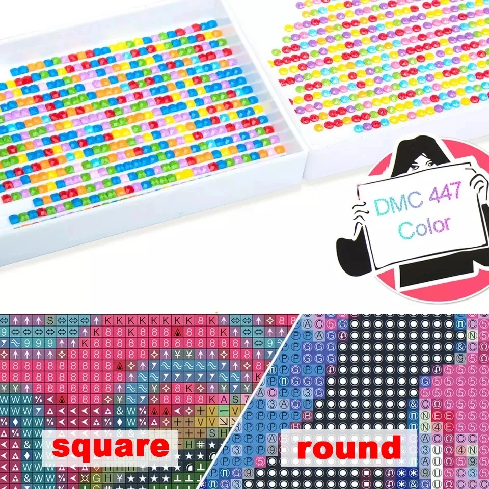 5D Diy Diamond Painting DMC 447 Colors Drill Square Round Rhinestone Beads Stone Gem Backup Cross Stitch Wholesale Accessory art