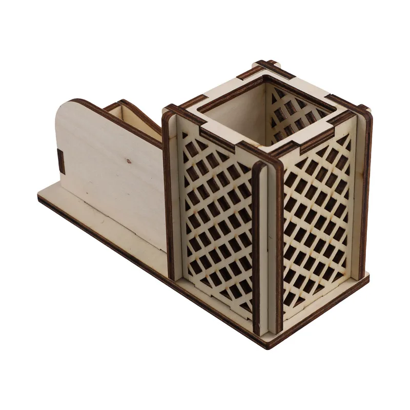 Wood Business Card Holder With Pen Slot Business Card Stand For Desk Wooden Display Office Tabletop