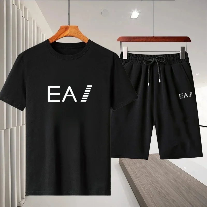 

2026 Fashion Men's Summer New Short Sleeve Set Outdoor Casual T-shirt and Sports Shorts Two Piece Set