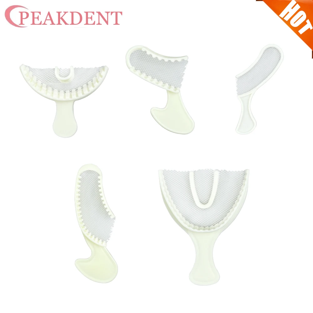 

40pcs Disposable Dental Bite Impression Trays Kits Teeth Registration Impression Tray with Plastic Rigid Frame and Non-Tear Mesh