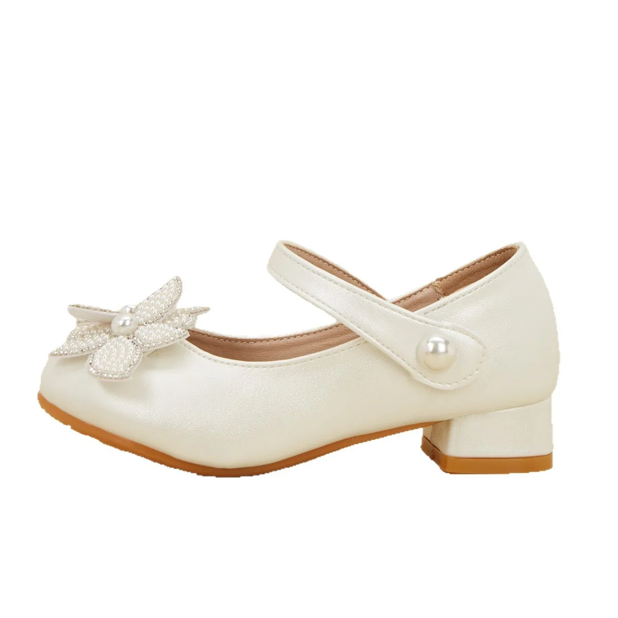 

Spring New Girls High Heels Princess Shoes Fashion Soft Sole Leather Shoes Comfortable Non slip Kids Footwear for Party Wedding