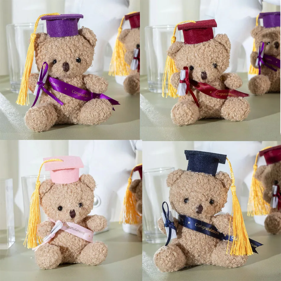

1/10pcs 12cm Doctor Bear Plush Toy Graduation Stuffed Animal with Cap & Gown Cute Educational Gift for Students Kids GraduationS
