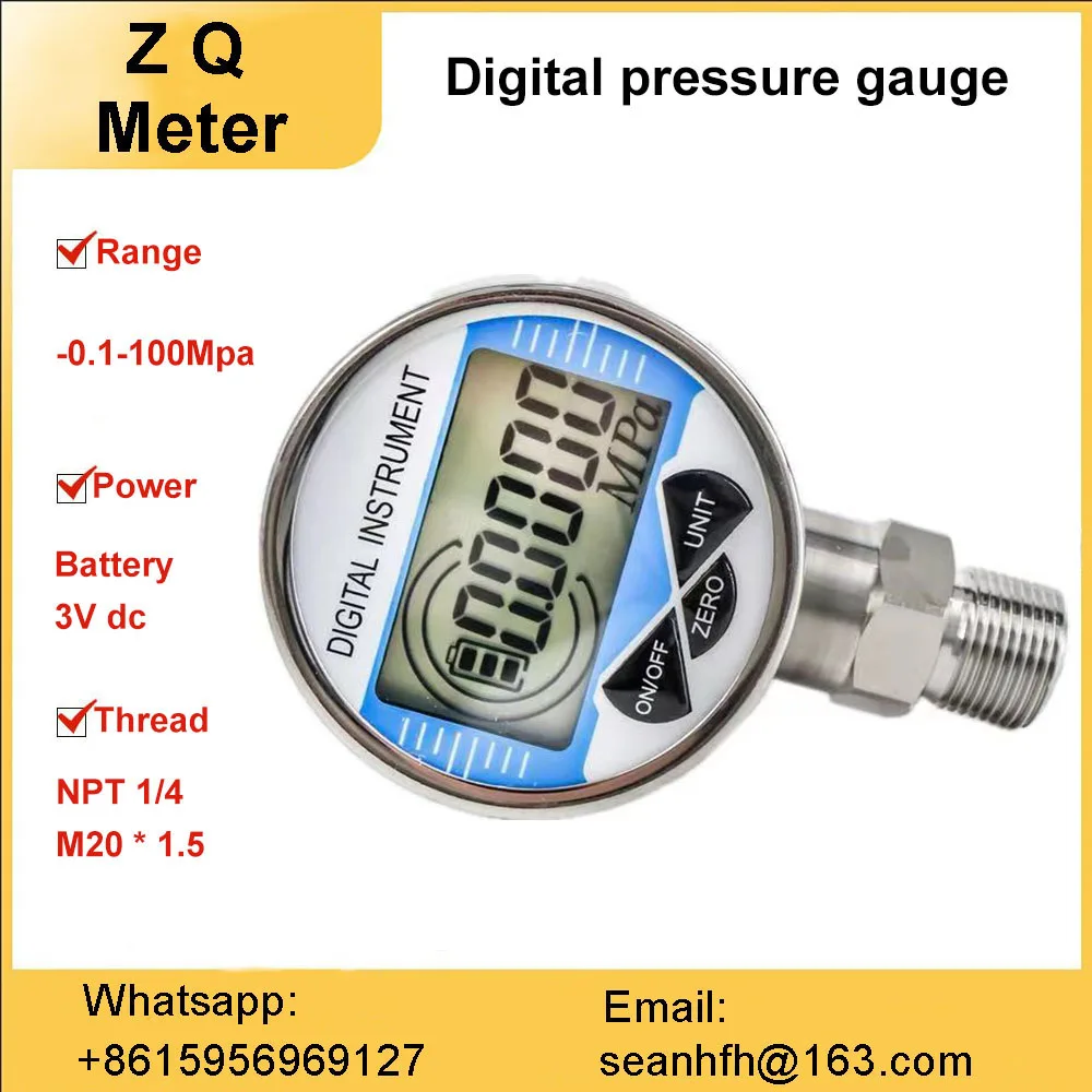 Digital Display shock resistance high precision digital electronic water negative vacuum barometer stainless steel 0-60MPA