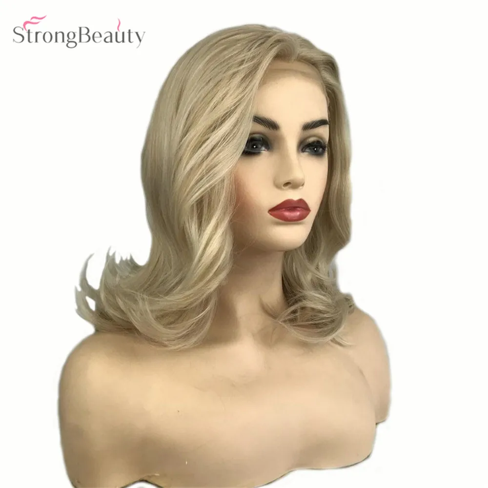 

StrongBeauty парик фронта шнурка блондинка длинные волосы женские синтетические парики вьющиеся