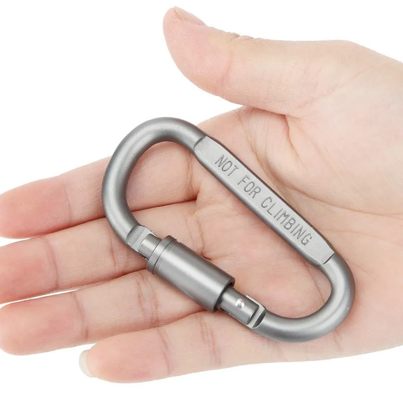 6 buah klip Carabiner aluminium penguncian d-ring awet kuat dan ringan untuk berkemah luar ruangan kunci gerbang sekrup Tautan pegas