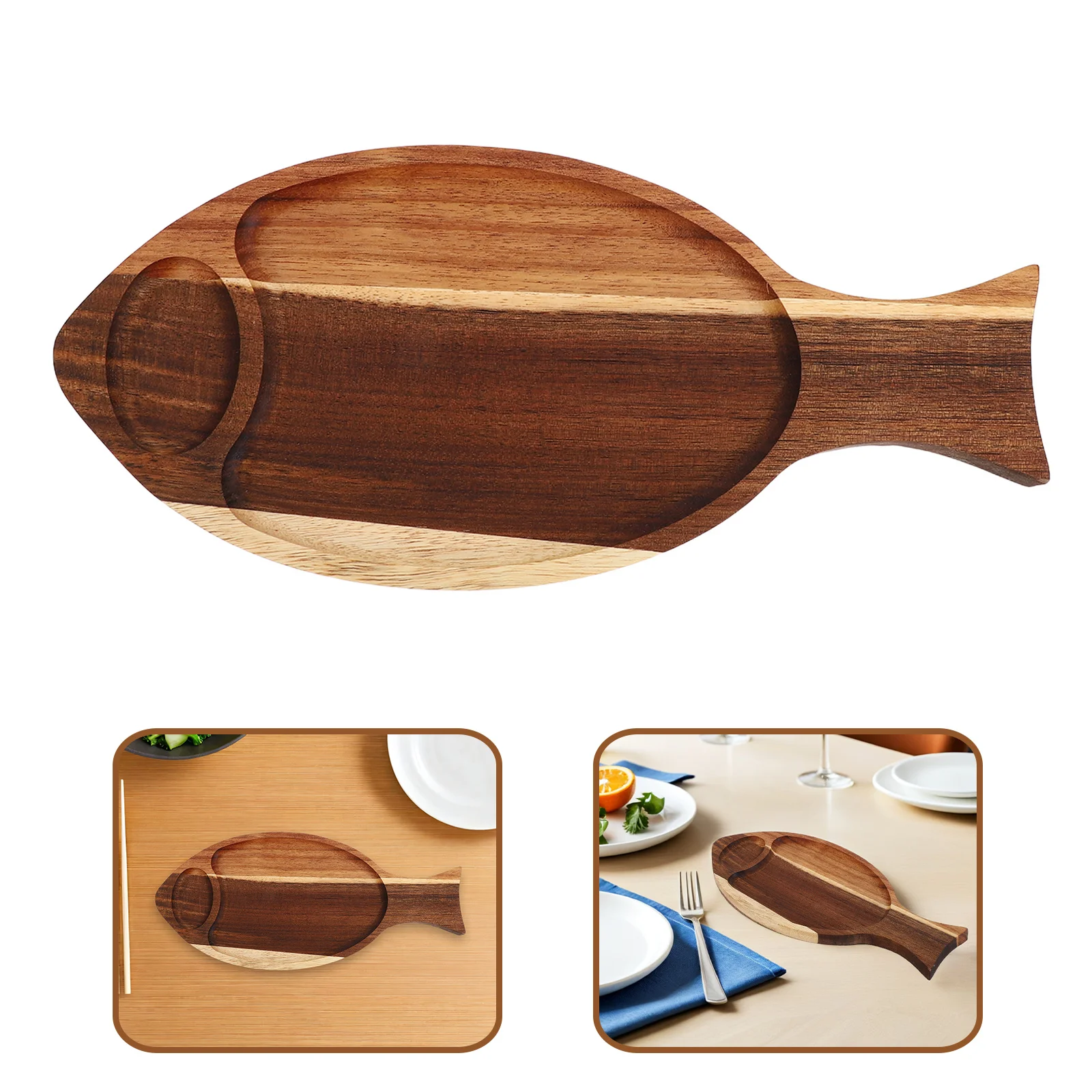 

Fish Serving Tray Natural Wood Fish Shaped Serving Platter Rustic Wooden Sushi Sashimi Board Decorative Charcuterie Cheese