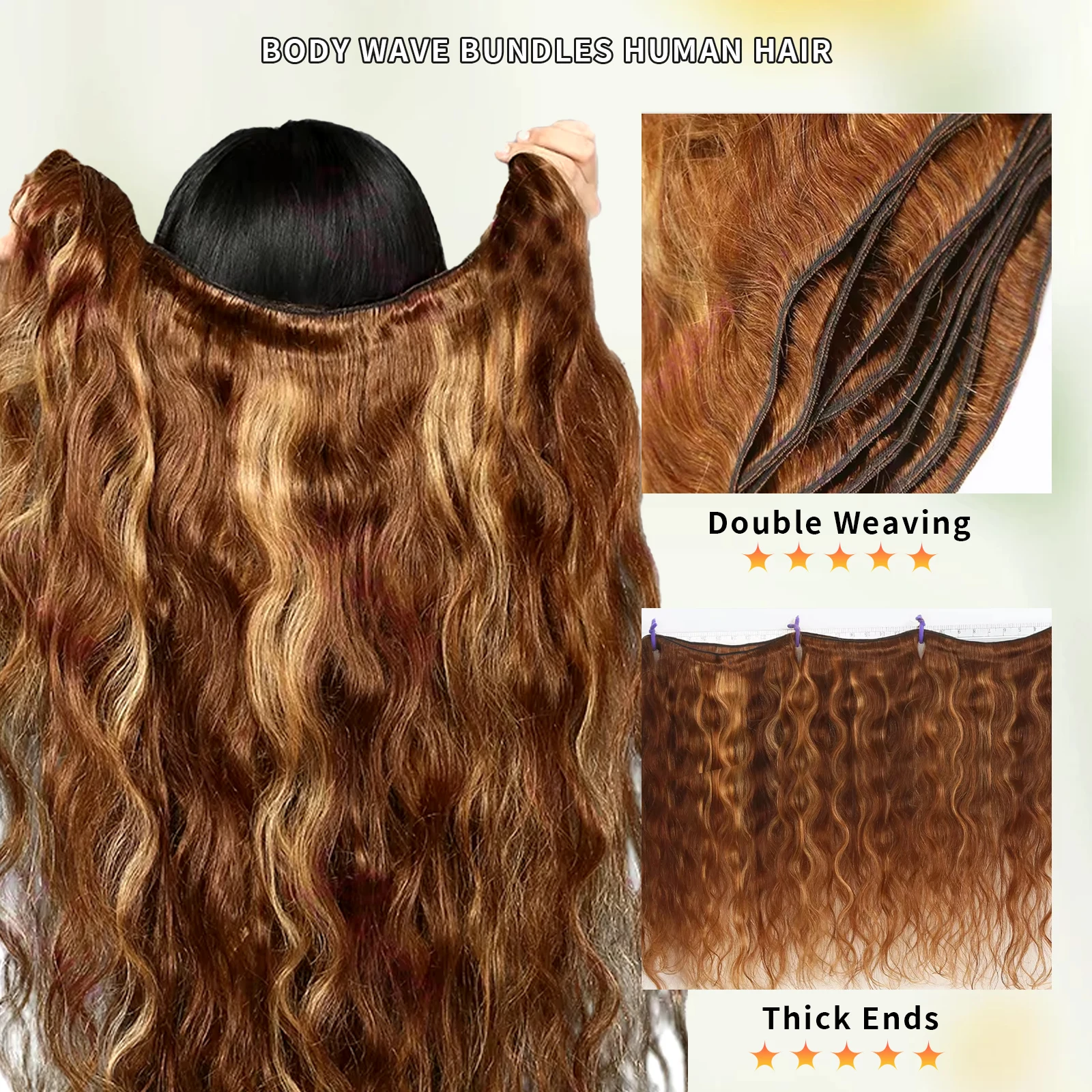 P4/27 Highlight Body Wave Bundles Brazilian Hair Weave Bundles Ombre Honey Brown Human Hair Bundles Remy Hair Extensions