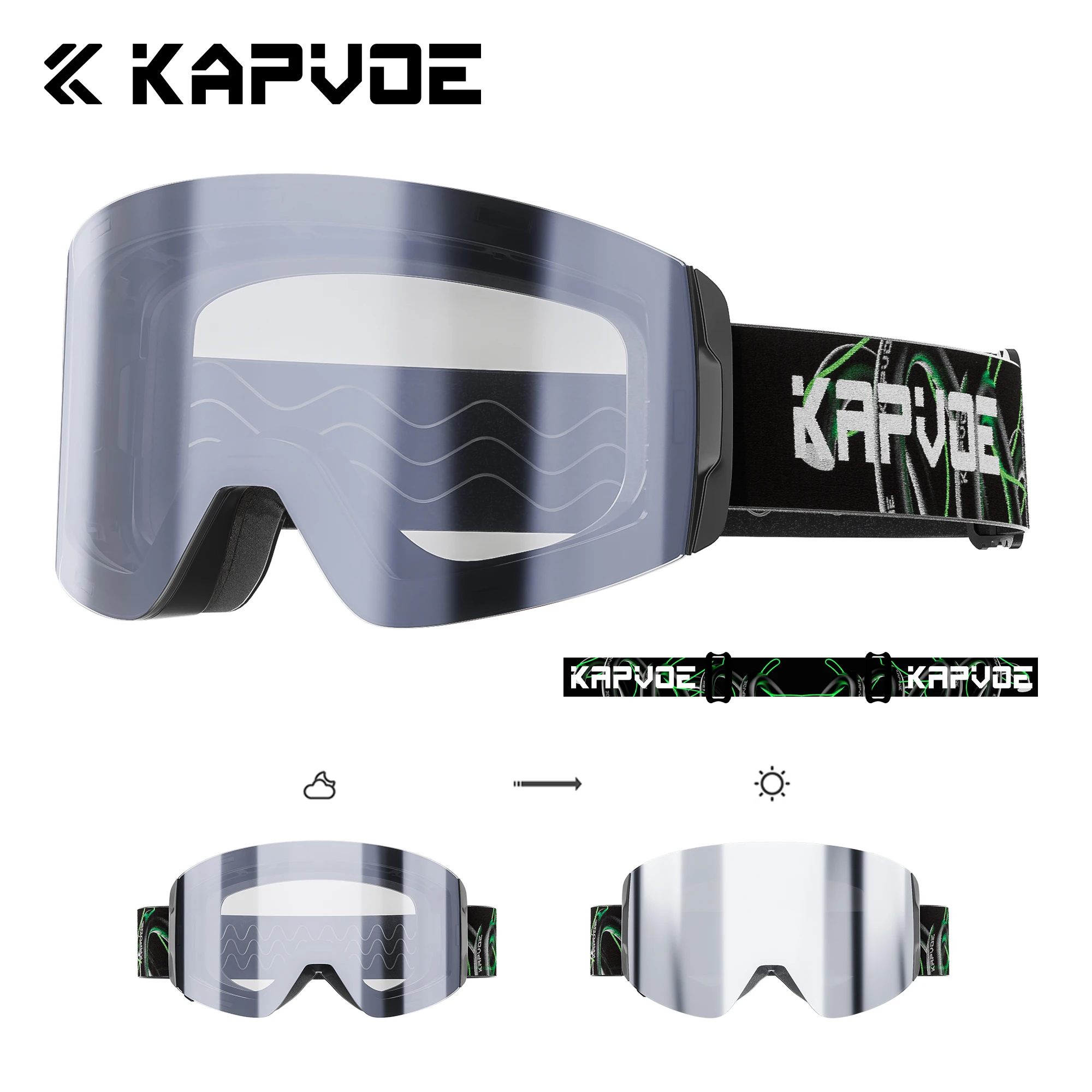 

Kapvoe Photochromic Snow Goggles Ski Snowboarding Skiing Sunglasses for Women Men Anti-Fog Lens UV400 Glasses Motorcycle Glasses