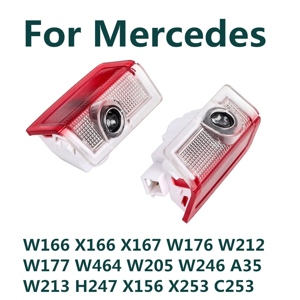 2PCS For Mercedes Benz W212 W213 X156 W167 W166 X166 W176 W177 W205 LED Car Door Shadow Logo Projector Welcome Light Accessories