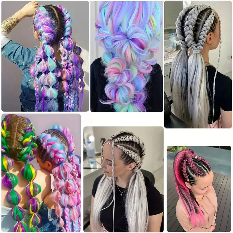 Synthetic 24Inch Long Straight Braiding Hair Extensions Colorful Jumbo Twist Crochet Braids Hair Accessories for Women image 6