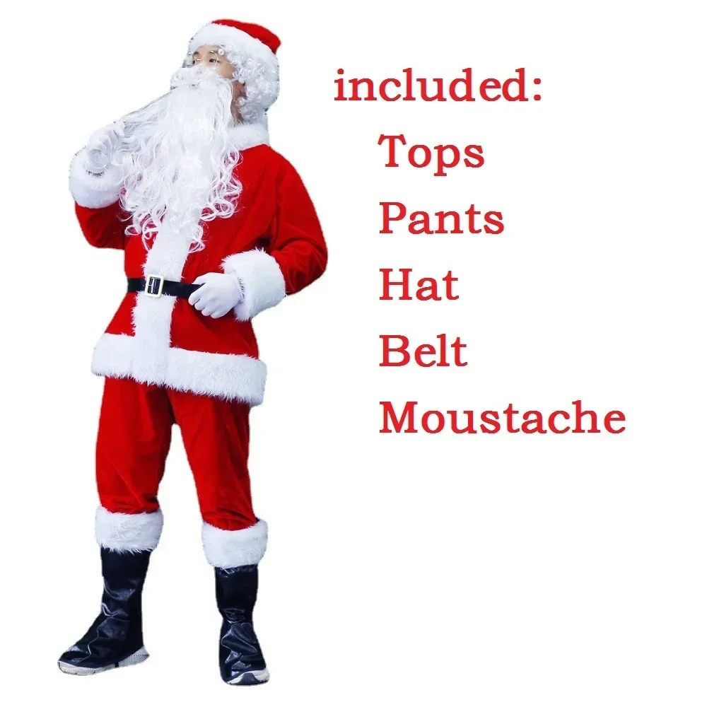 Adults Men Women Santa Claus Cosplay Costume Christmas Carnival Cosplay Red Christmas Suit Adult Fancy Costumes Party Full Set