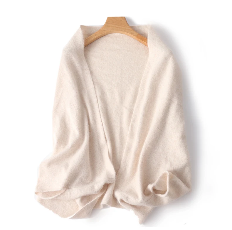 Trend Schal Wickelschal Zwei Zwecke 100 % Wolle Damen Gestrickte Accessoires Cape Lässige weiche Schals Warme Cappa Gemütliche Mode Mäntel – Detail 10