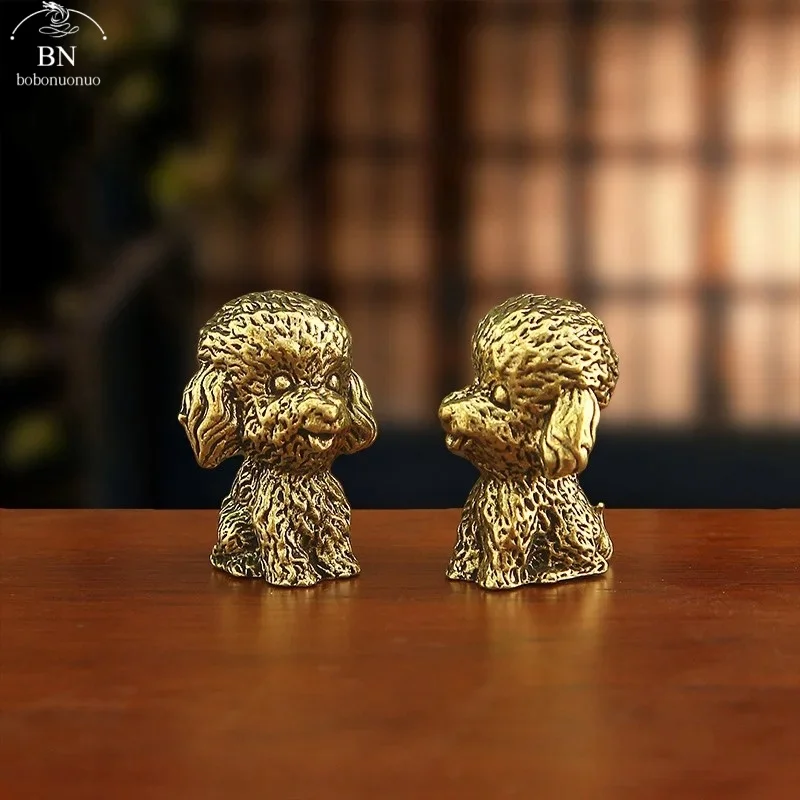 Cute Pet Dog Teddy Brass Figurines Labrador Poodle Shiba Inu Doberman Akita Dog Shar Pei Animal Desk Decoration Home Decor Gift
