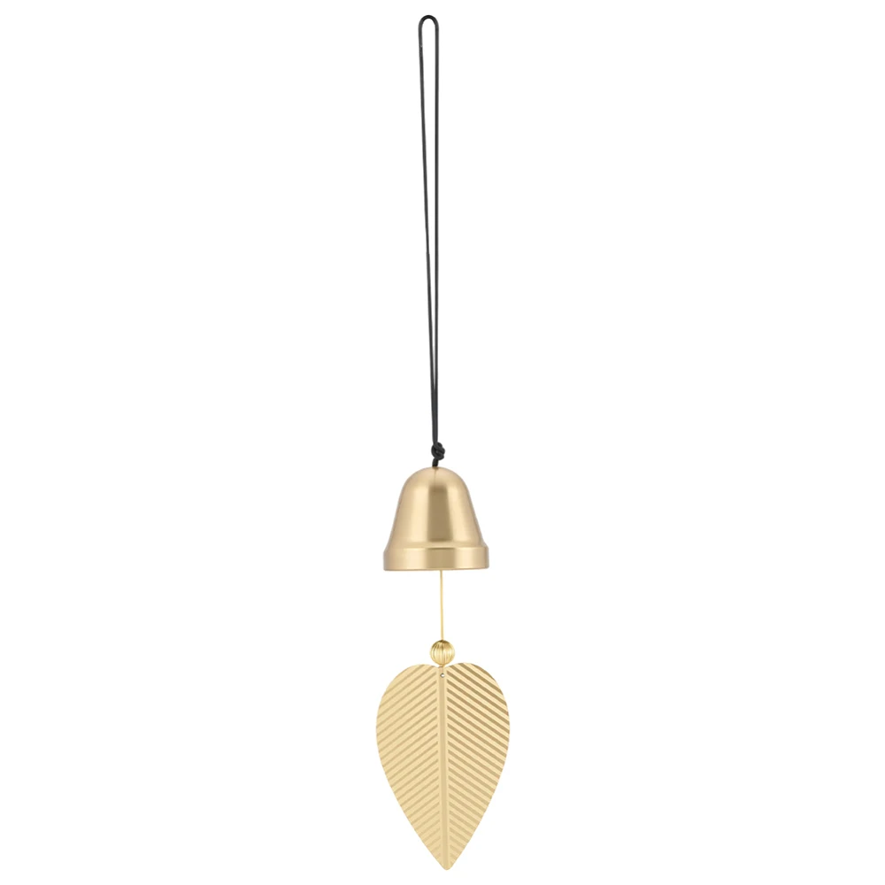 Gold Leaf Hanging Bell 13.6 Inch Decorative Brass Good Luck Bell Wind Chime Chinese Hanging Ornament for Wealth Pendant Garden