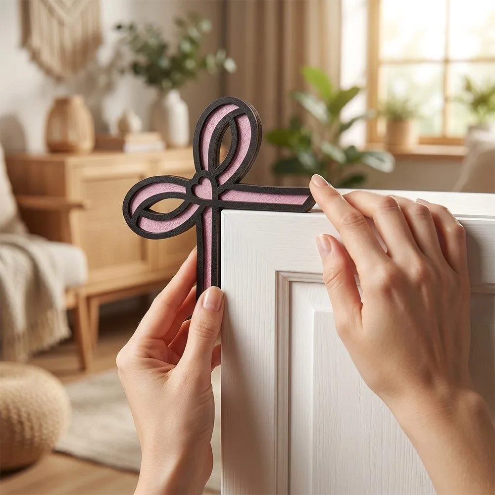 Cartoon Cat Ear Right Angle Ornament Heart Star Door Corner Sign Bow Wooden Home Decoration Switch