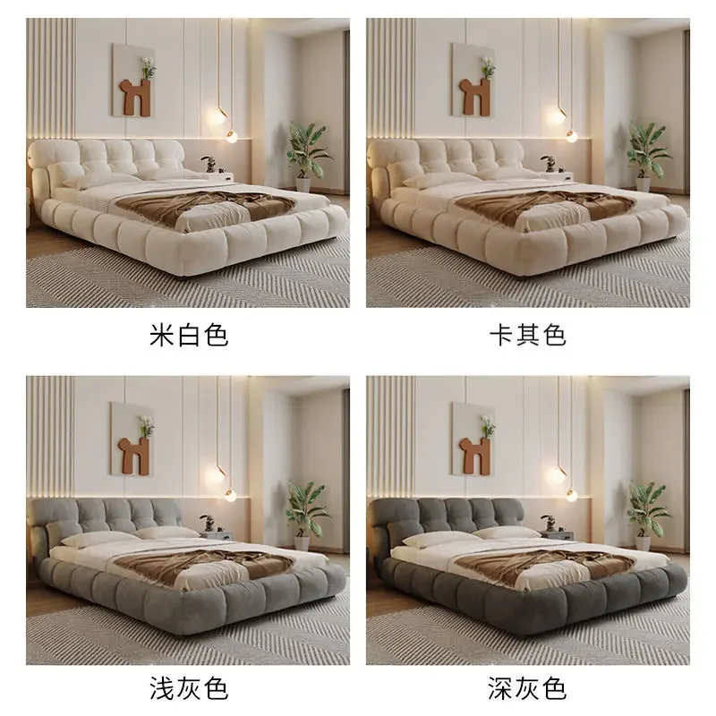 Frans crèmekleurig bladerdeegbed, modern minimalistisch zacht bed