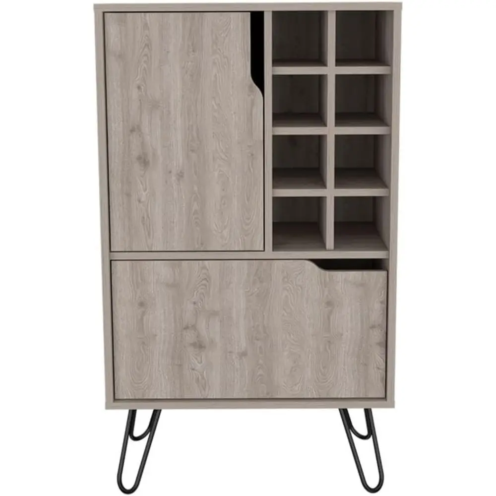 

Шкаф с одной дверцей и встроенной винной полкой на 8 бутылок, светло-серый