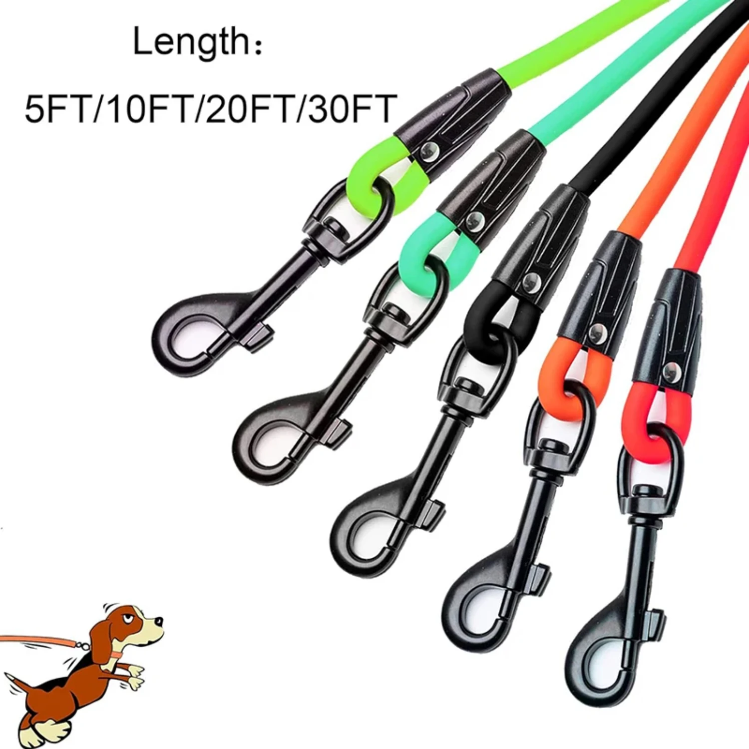 Durable and reliable long PVC dog leash for active outdoor play - Waterproof design perfect for training, yard play, and beach a