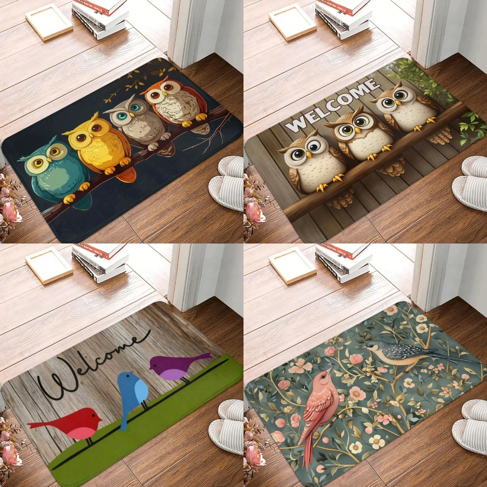 Colorful Owl Doormat, Rabbit Deer Animal Door Mat Durable Anti-Slip Mat for Living Room Bedroom Garden Garage Home Entrance Rug