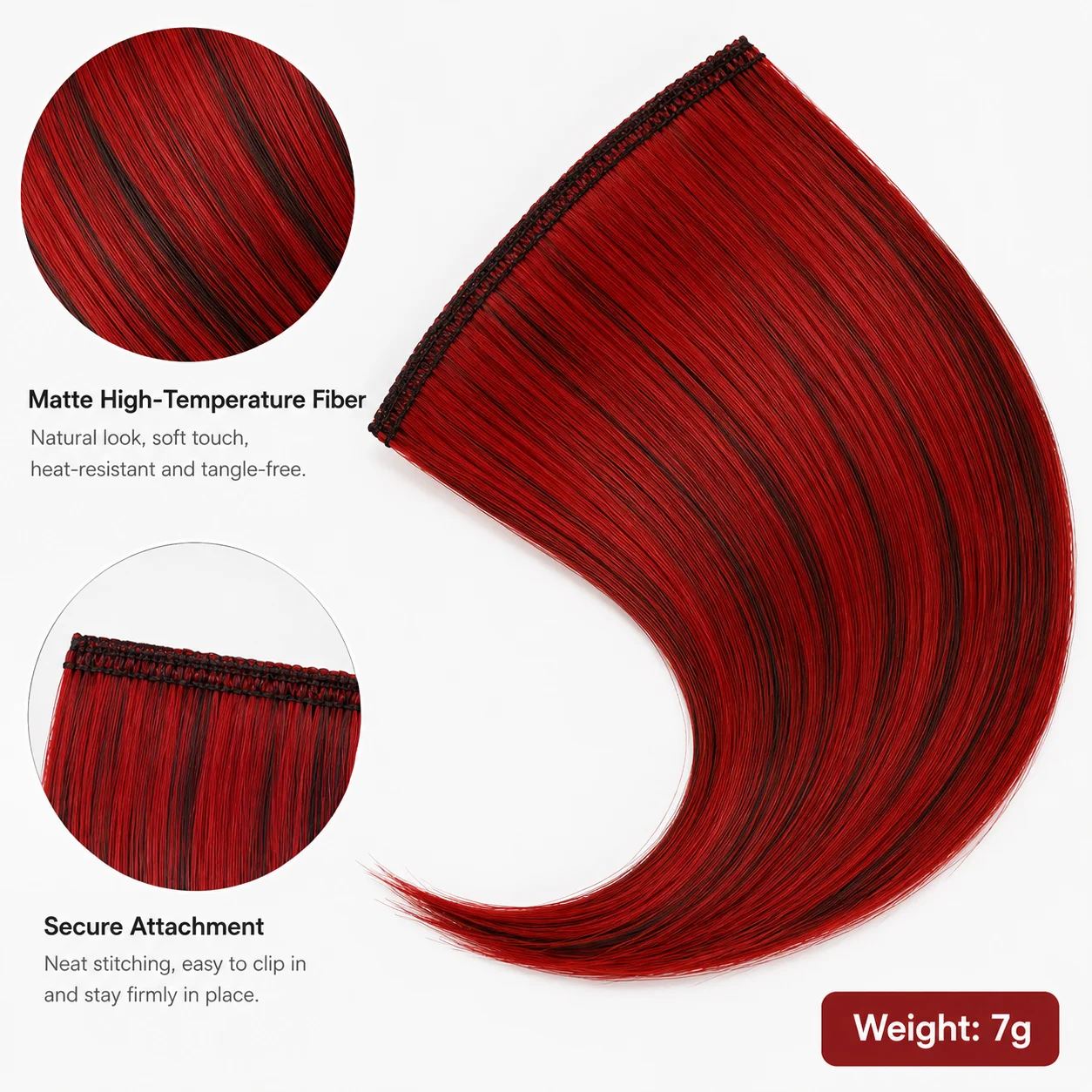 7g Matte High-Temperature Fiber Clip-In Bangs Hair Extension Colored Highlight Fringe Piece for Women Daily Party Styling