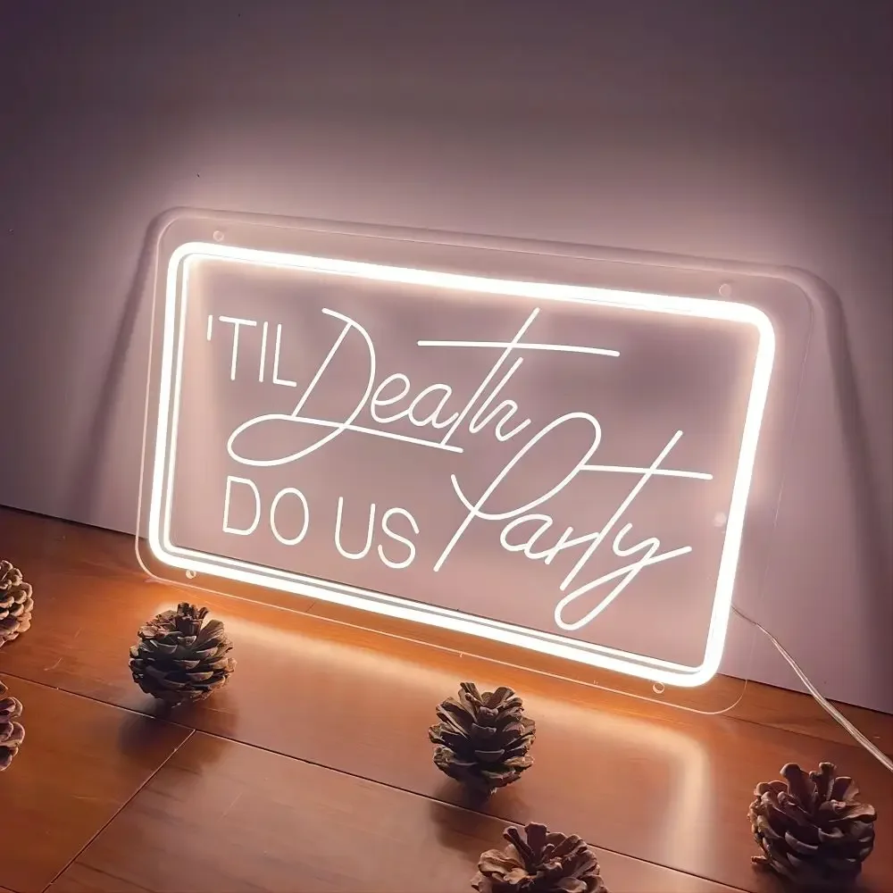 Estética LED Neon Sign para Gaming Room Decoração, Suporte Personalizado, 12 Cores, Til Death, Do Us Party, Gravar Luzes LED