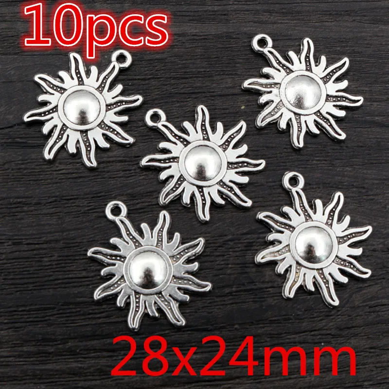 Antique Silver Plated Moon Sun Flower Charms for DIY
