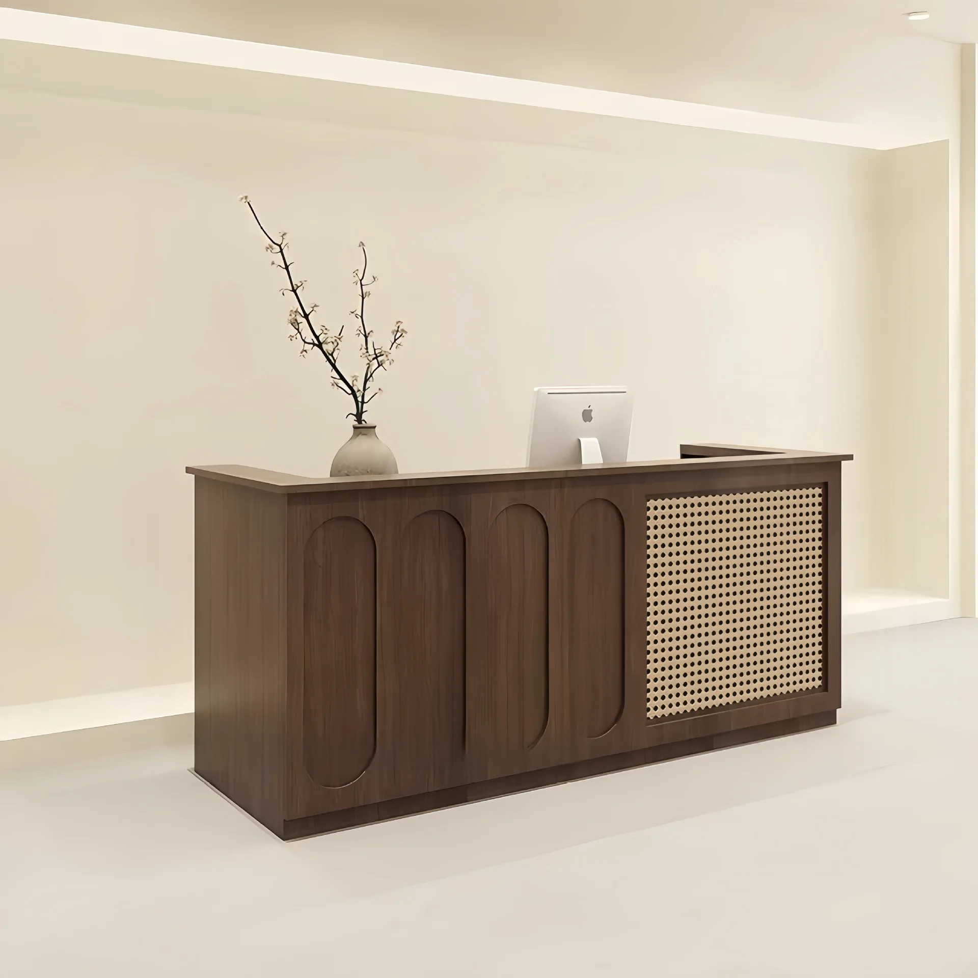 New STF Reception Cabinet Rattan Bar Counter Premium Clothing Store Counter Antique Display Booth checkout page