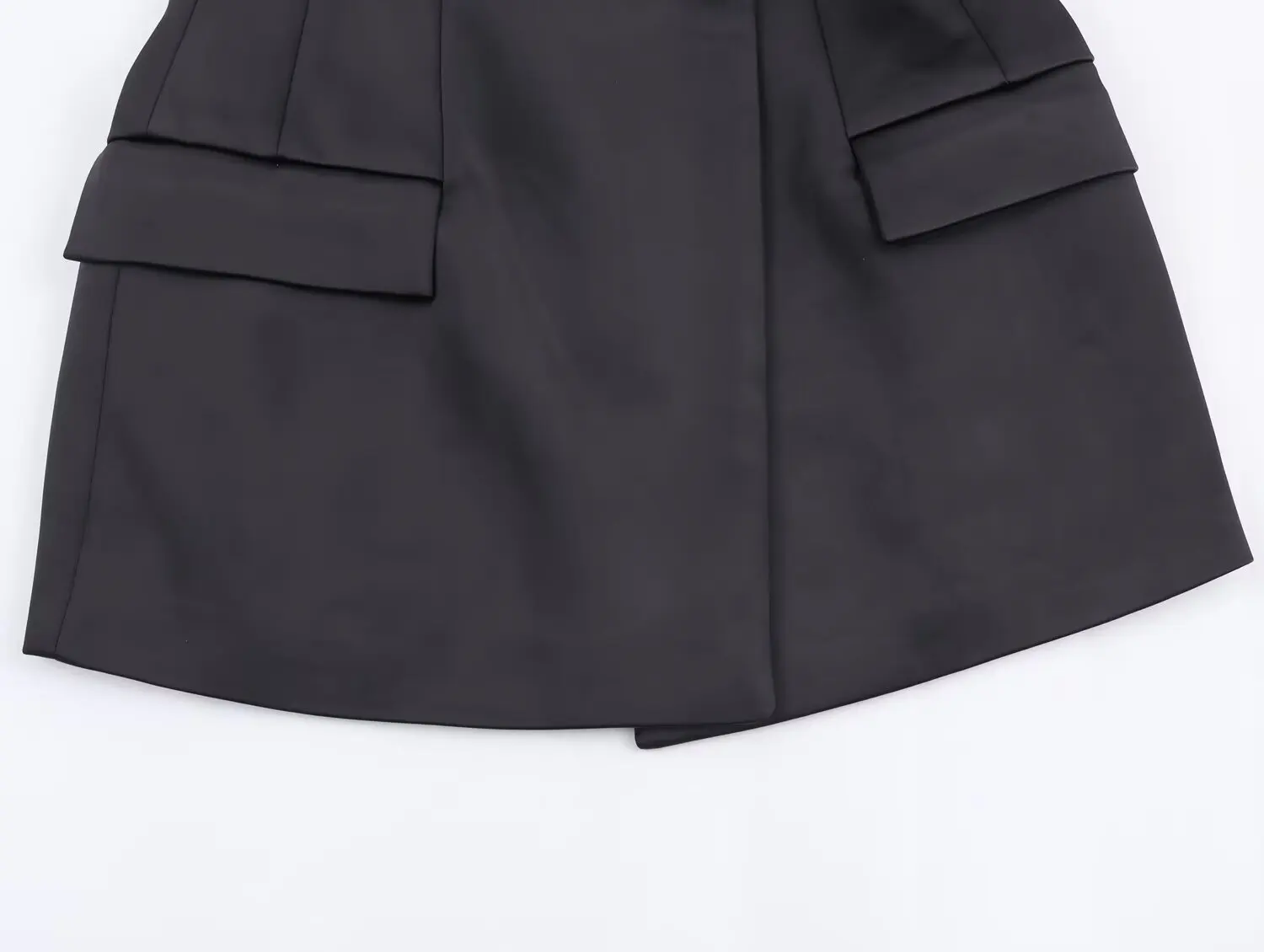 เจนนี่&เดฟเสื้อแจ็คเก็ตผู้หญิงเสื้อผ้าผู้หญิงเสื้อท็อปส์โรปา มูเยร์ เบลเซอร์ผู้หญิงมินิมอลลิสต์ซาตินสีดำเสื้อสูทแจ็คเก็ตยาวผู้หญิง