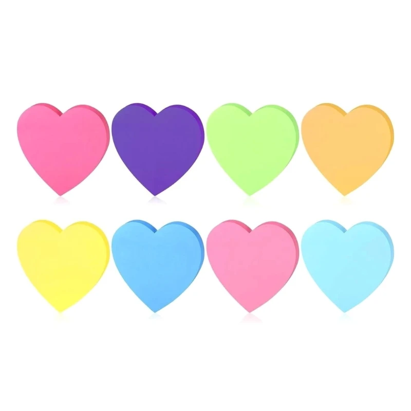 240 Sheets Colorful Heart Notepads 8 Color Fluorescent Adhesive Note Paper