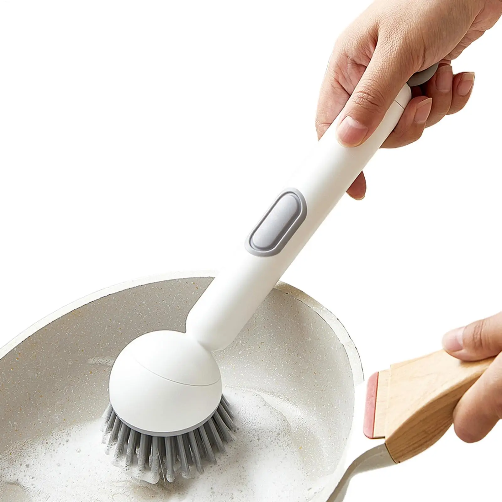 

Dish Brush with Soap Dispenser Kitchen Brush for Pot Pan Sink Cleaning Cleaner Wand with Adjustable Dispenser Holder Cleaning