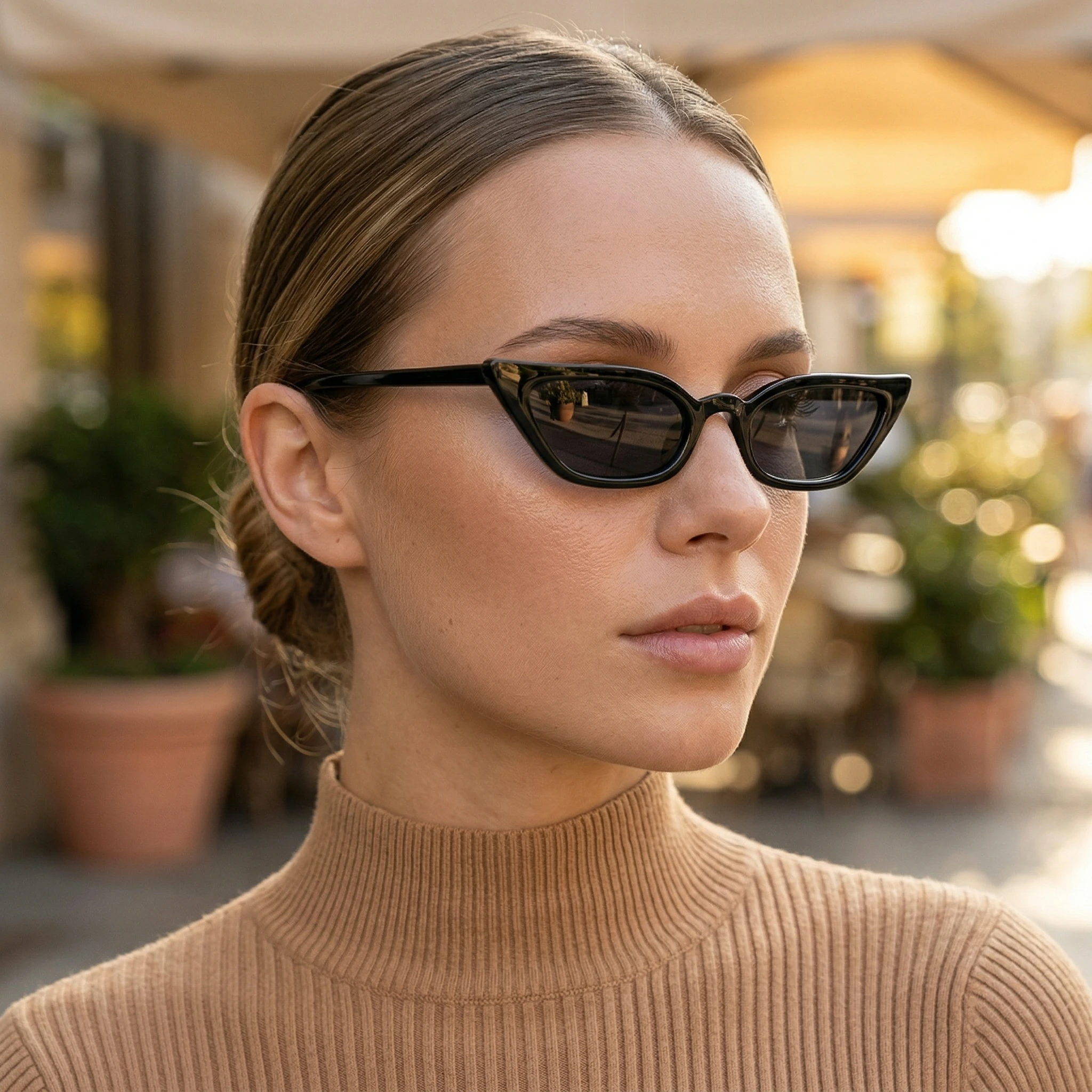 Vintage Y2K Narrow Cat Eye Sunglasses, Sharp Frame Design, Viral Unisex Style, Uv400 Anti-Uv Sunglasses 5041