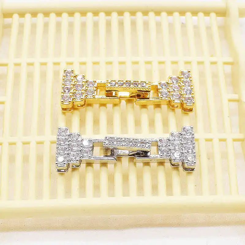 

1pc Micro-inlaid Zircon Single-row Double-row Three-row Connecting Buckle Diy Pearl Bracelet Necklace Jewelry Buckle Accessories