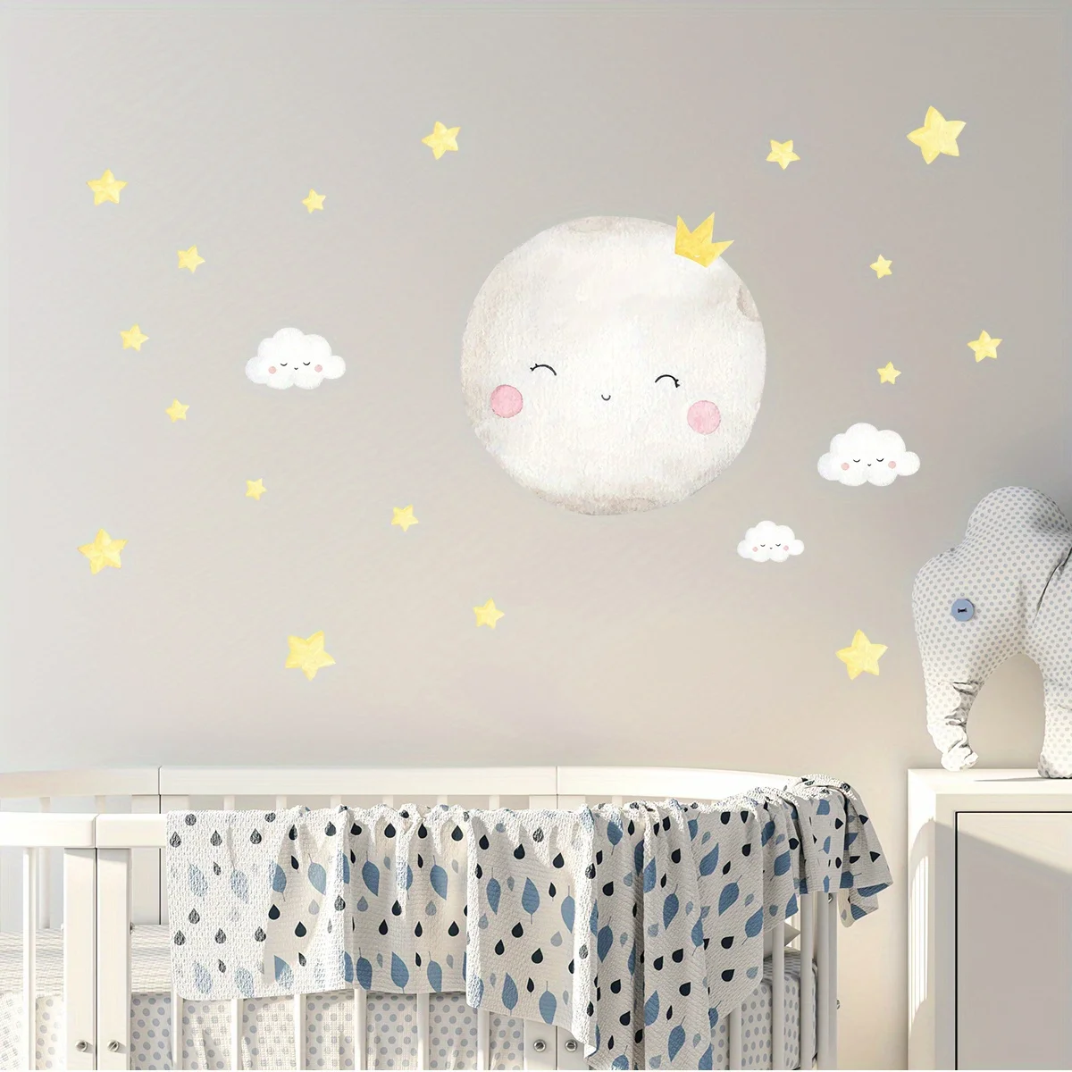 1PC Cartoon Cut Mother Moon and Stars Clouds Good Night Wall Stickers for Bedroom Living Room Nursery Decoration Wall Decals