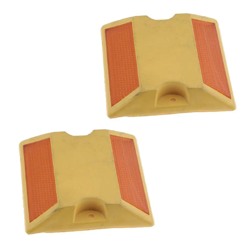 NEW Commercial Road Highway Pavement Marker Reflector , Yellow, 2Pcs