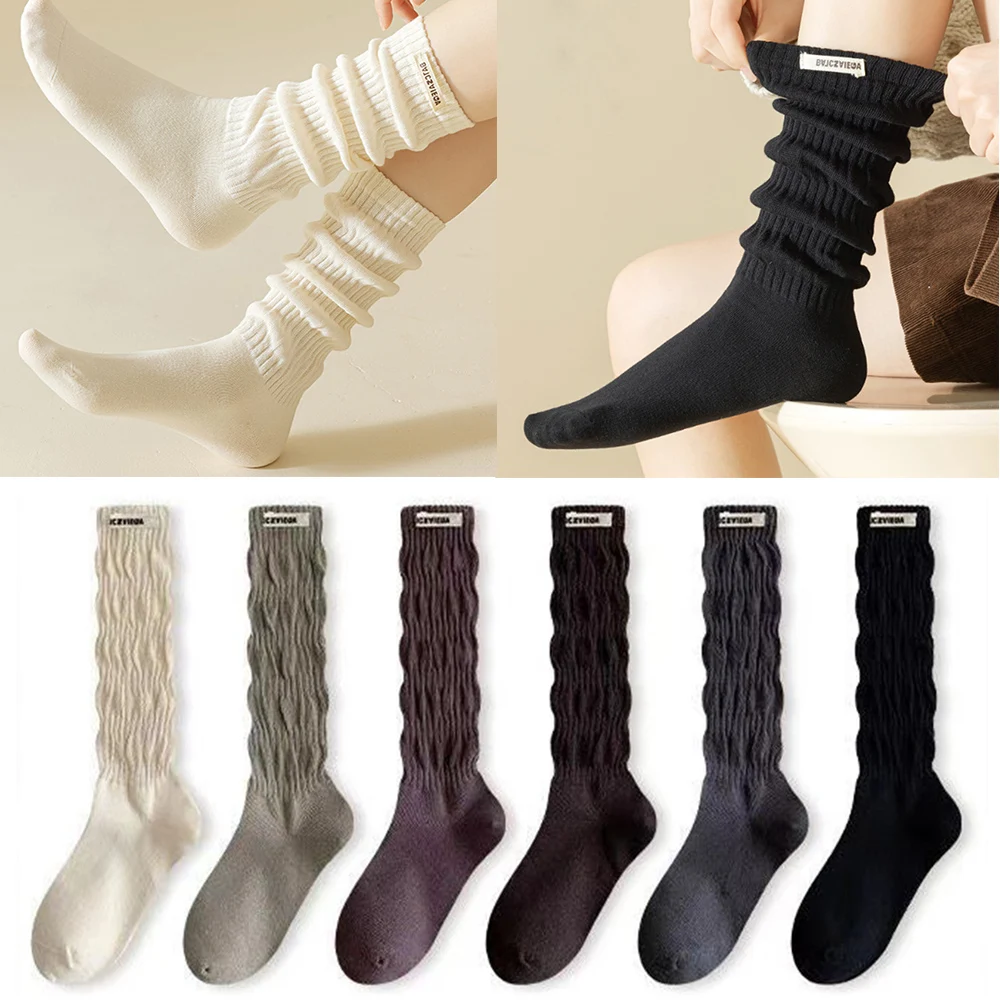 

S Simple Men Women Socks Autumn Winter Crochet Heap Sock Boot Cuffs Solid Color Girls Knitted Foot Cover Casual Sweet Stockings