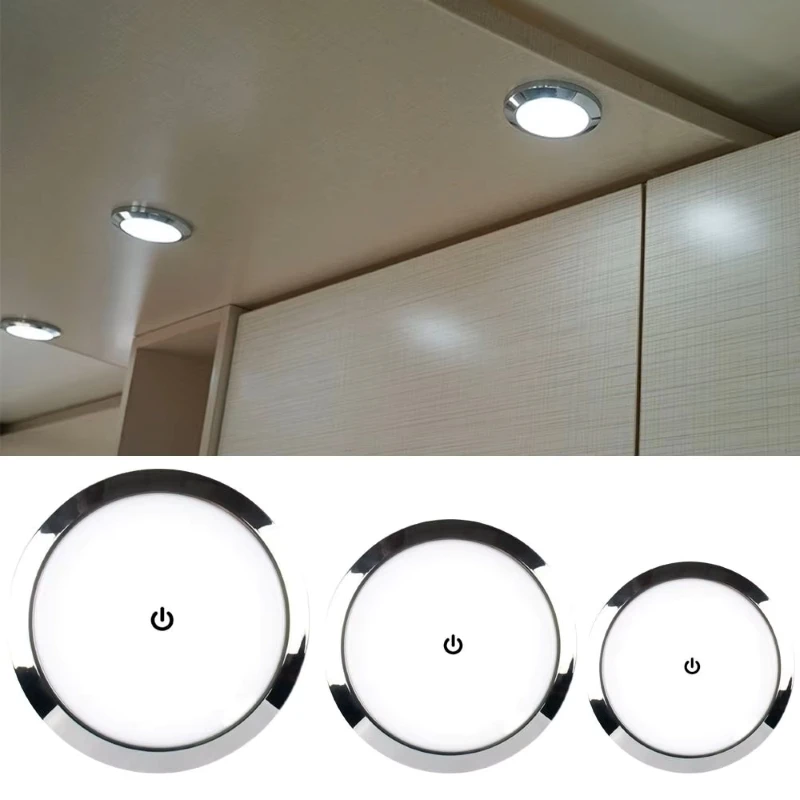 Topoch Camper Ceiling Light 12 Volt Caravan Puck Lamp 24V Ultra Thin Round LED Downlight Panel for Dome Marine RV Interior Decor