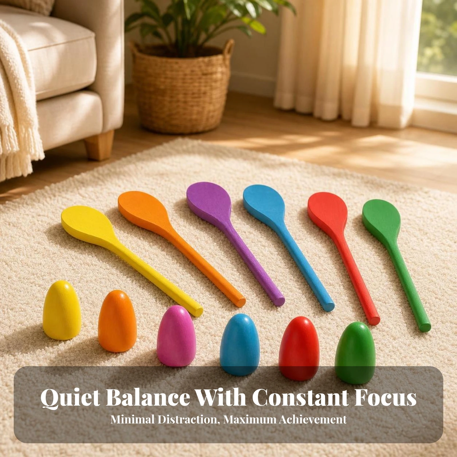 Egg and Spoon Race Game Set Educational Egg and Spoon Race Set Wooden Balance Toy with Spoons Family Polished for Children