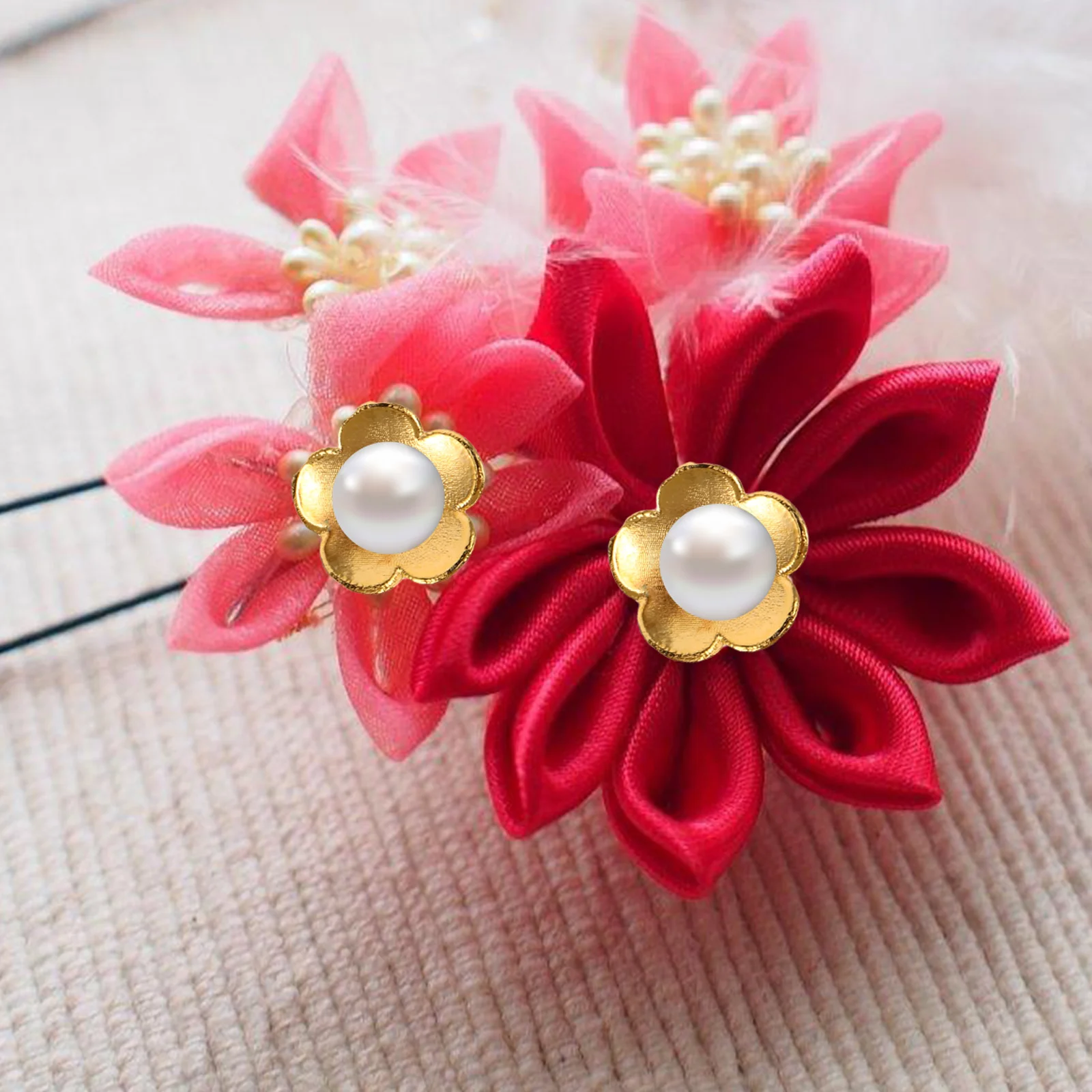 

100 Pcs Ancient Hairpin Accessories Elegant Alloy Floral Spacer Beads Durable Material Secure Fit Ornate Flowers Wedding Daily