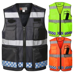 Black Safety Vest for Men Summer Mesh Reflective Vest with Pockets 4XL Work Vest for Men Reflector