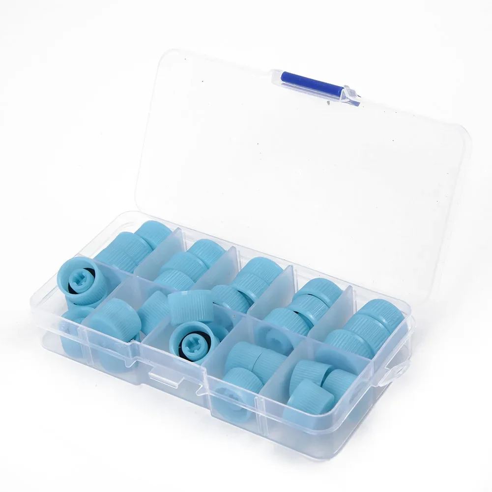 

High Low Cover AC Valve Cap Accessories Easy To Install Fittings Replacement Set Tools 30pcs Auto High Low Kit