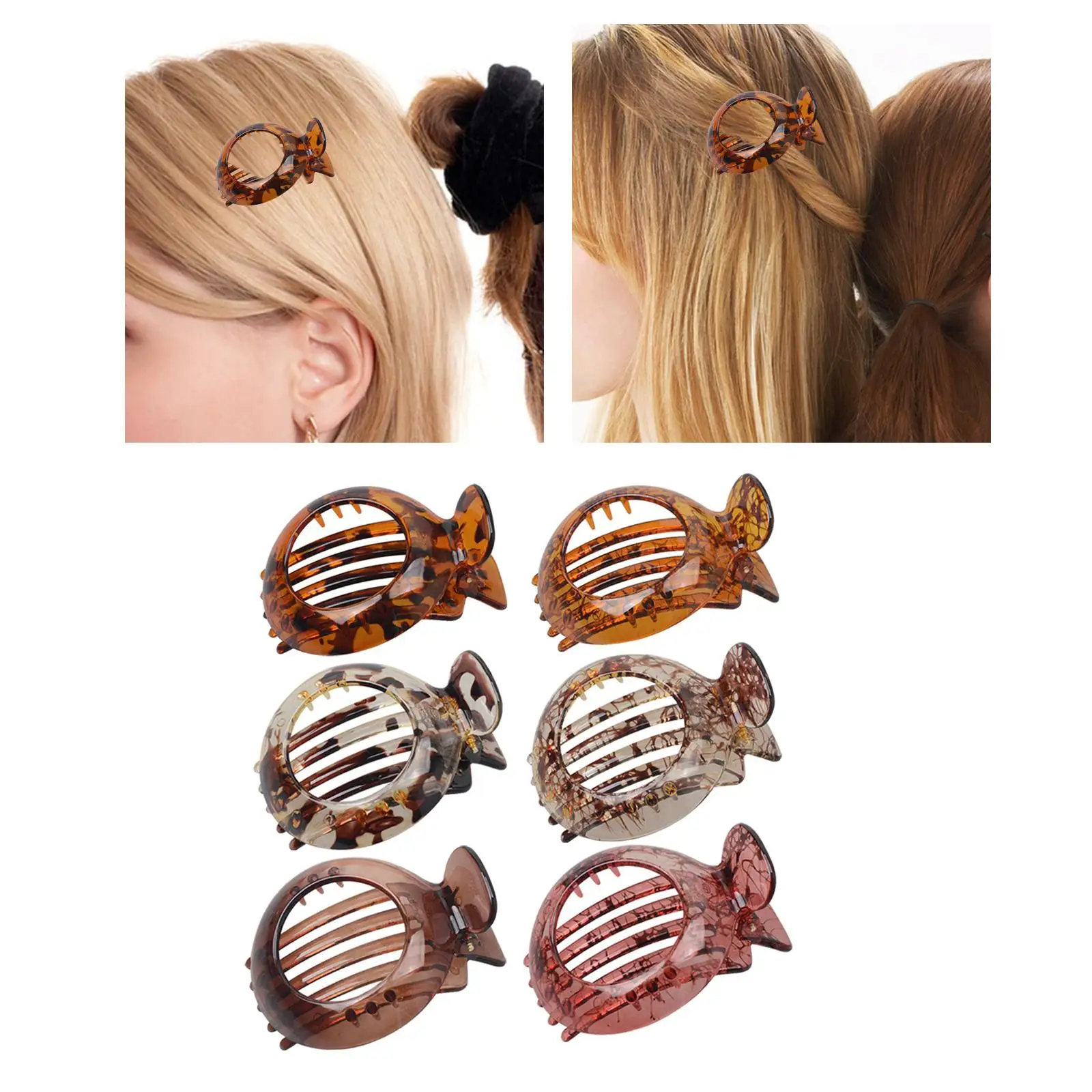 

6x Flat Hair Claw Clips Accessories Resin Strong Grip Smooth Non Slip Headwear Hair Pin for Everyday Ceremonies Ladies Girls