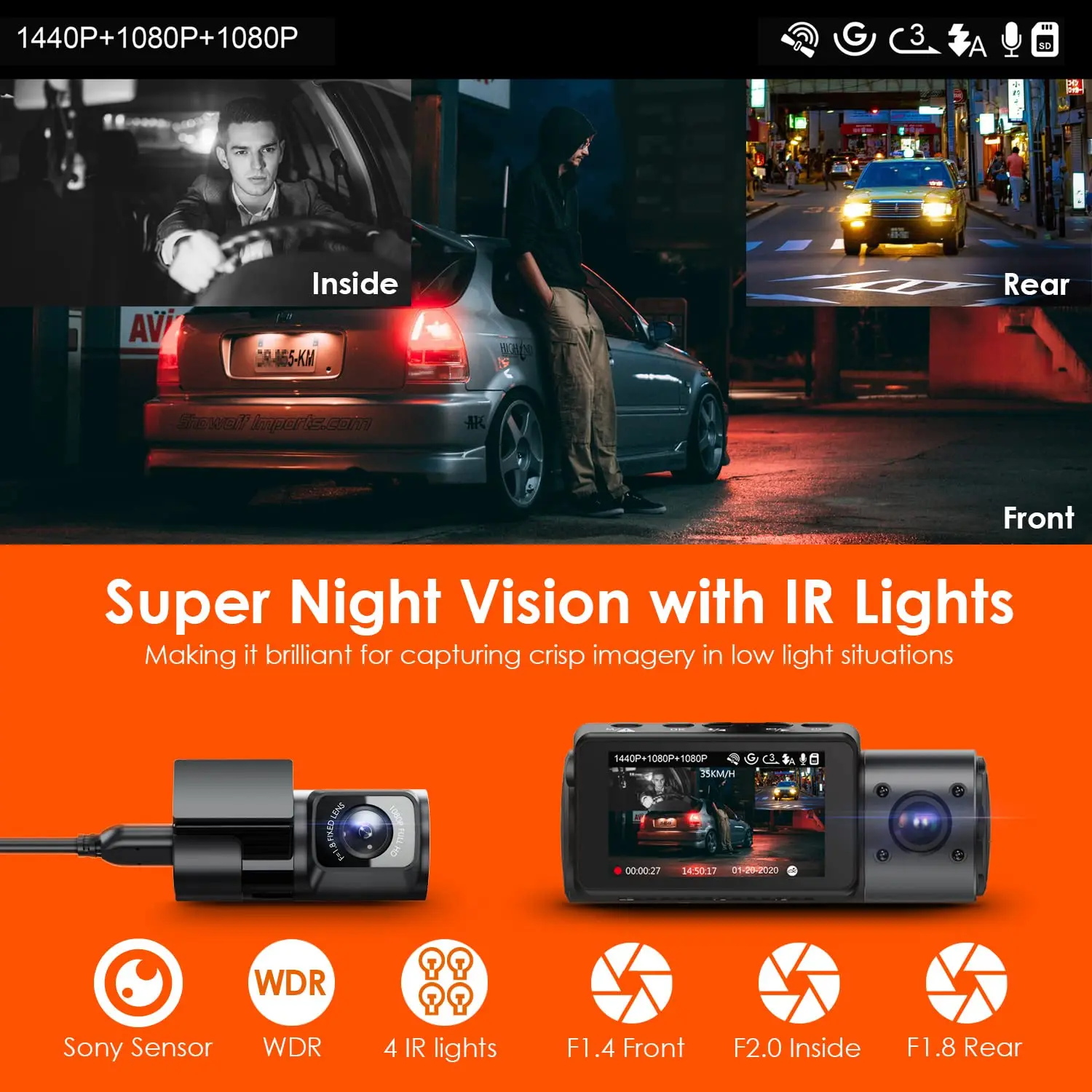VANTRUE N4 ドライブレコーダー 4K録画 リア録画 駐車監視機能付き