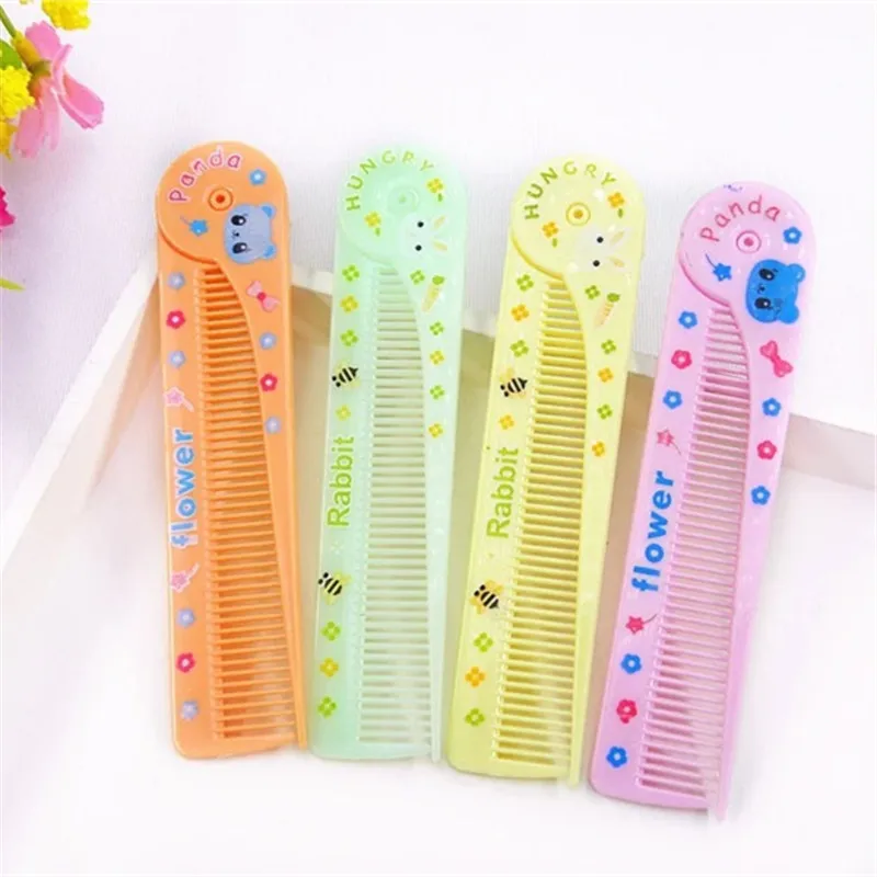 Baby Hair Care Brushes Anti-frizz Hairdressing Supplies Cute Cartoon Plastic Folding Portable Pointed Tail Comb for Kids Girls