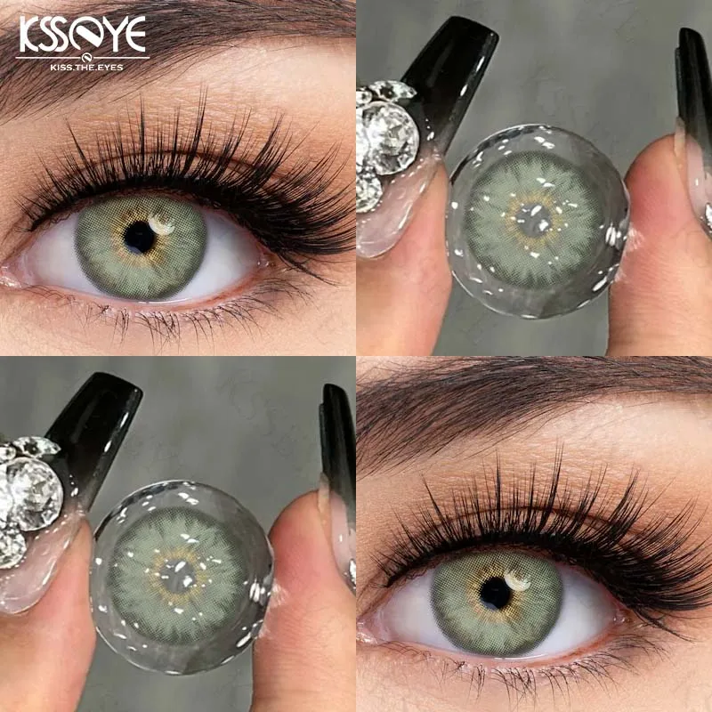 Kssey 1 par de lentes de contato coloridas da moda natural para olhos pupilas marrons, lentes de contato azuis série siri lentes cosméticas novo