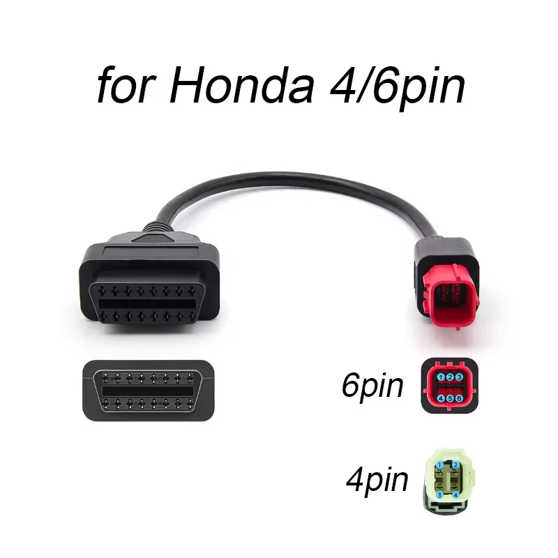 OBD2 Cable For Honda 4Pin 6Pin Motorcycle to OBDII 16 Pin Cable Code Reader Plug Cable Motorcycle Diagnostic Extension Cable