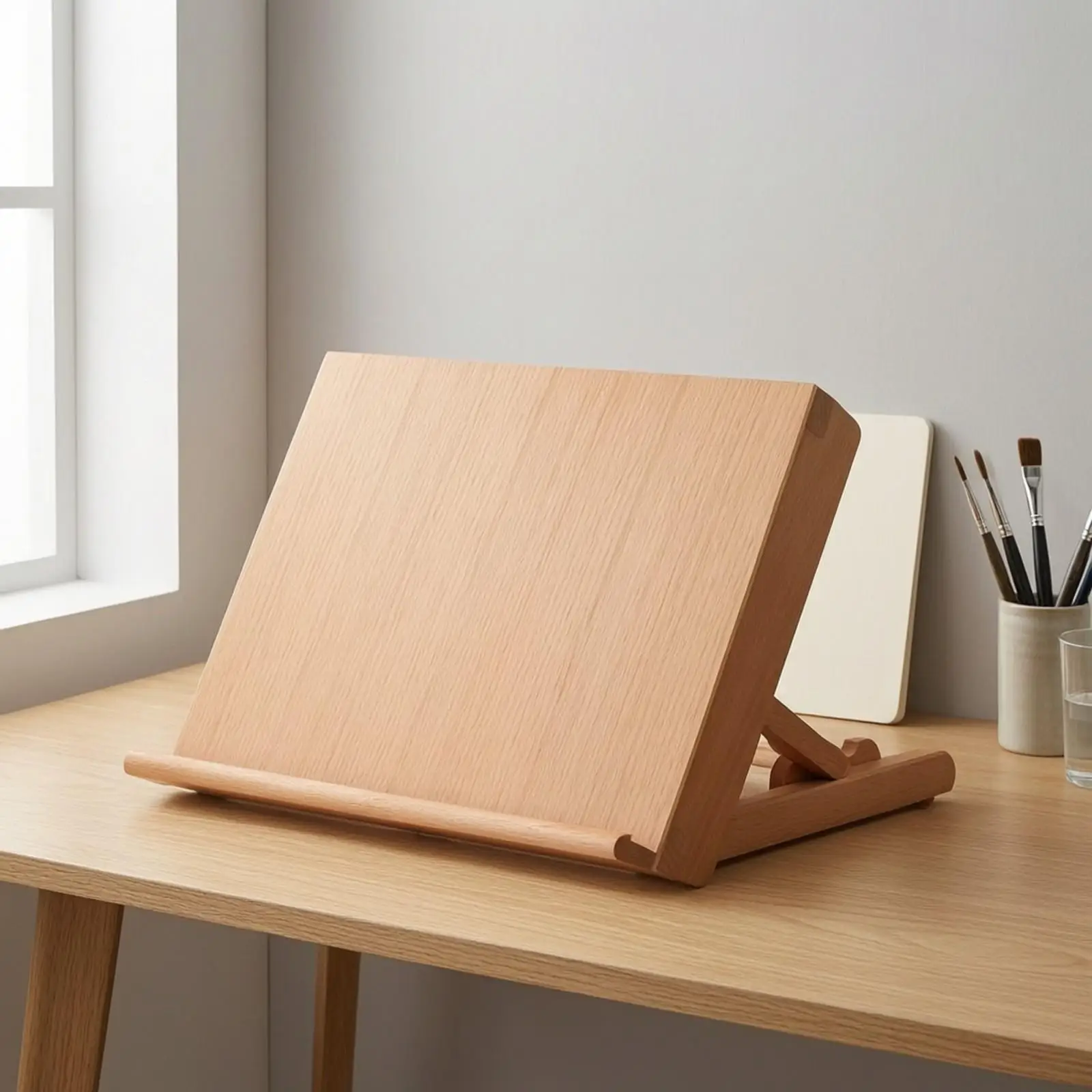 Adjustable Drawing Board Easel Solid Wood Desktop Stand with Front Retaining Edge for Paper Pads Sketching Work