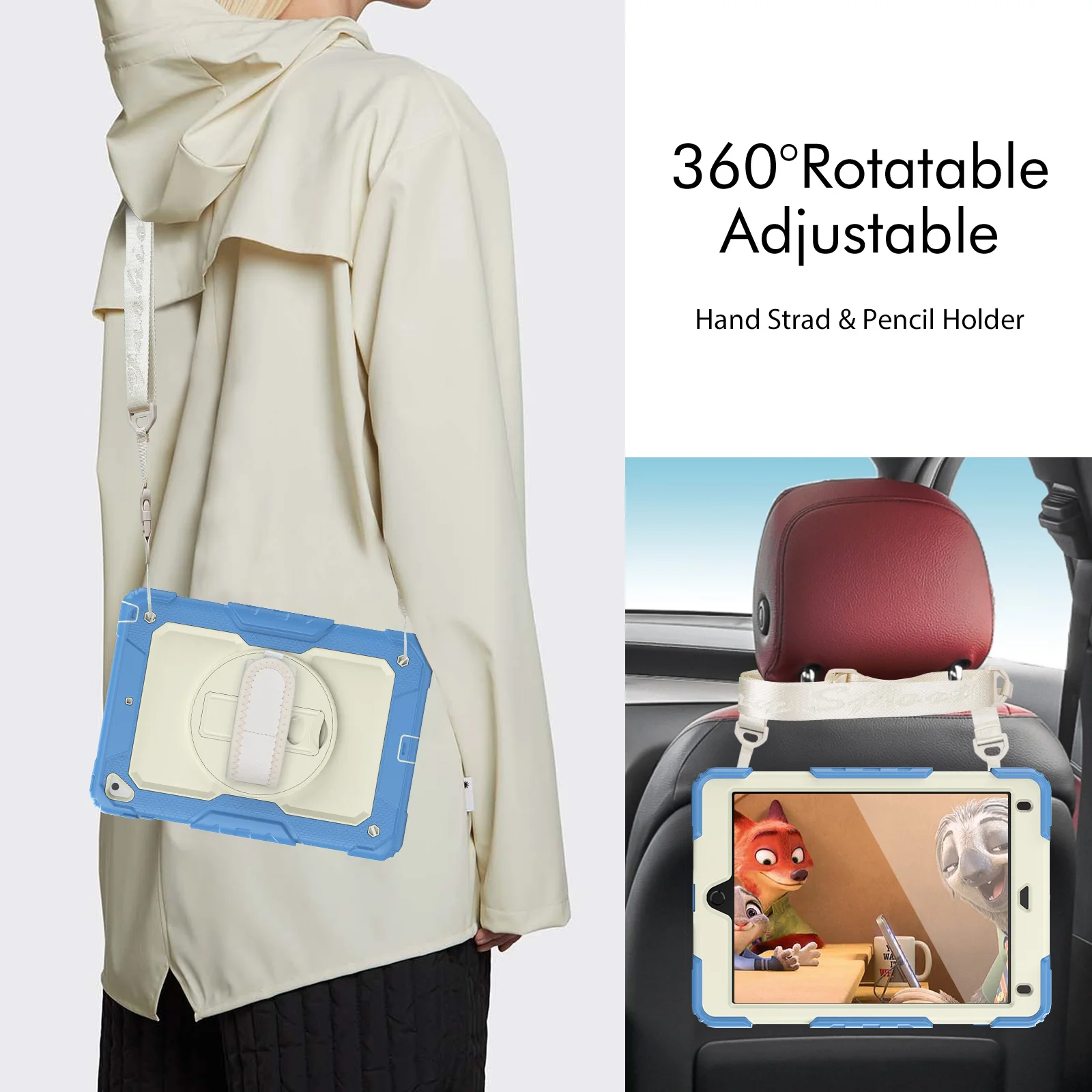 Custodia da 10 pezzi per iPad Pro11 2021 2022 custodia antiurto per bambini per IPad Air 2 4 5 10.9 10th 10.2 custodia per tracolla con maniglia per cavalletto