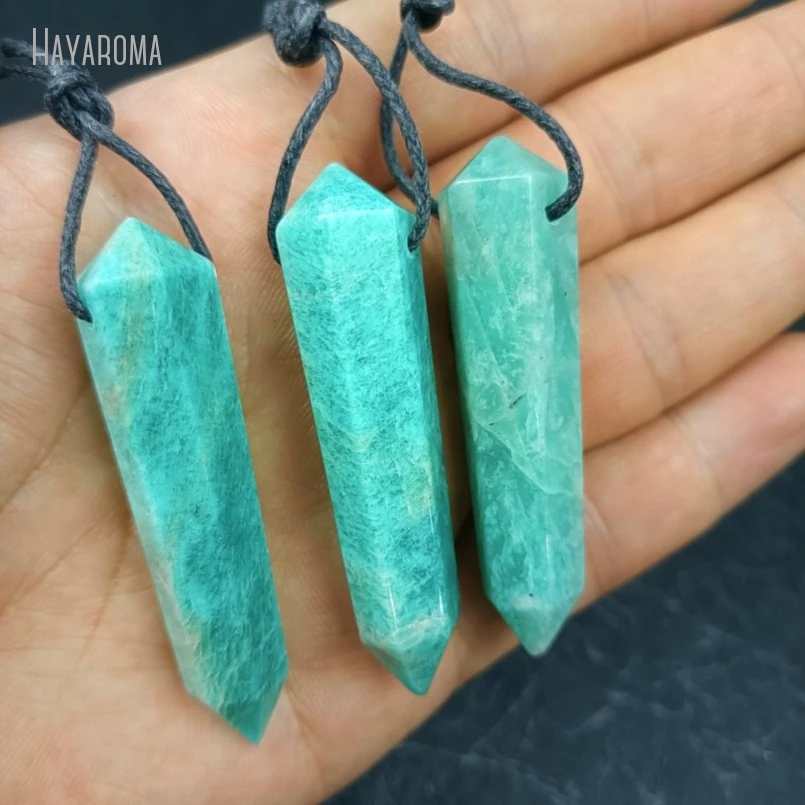 10Pcs Wholesale  Faceted Amazonite Double Terminated Point Hexagon Jewelry Pendant