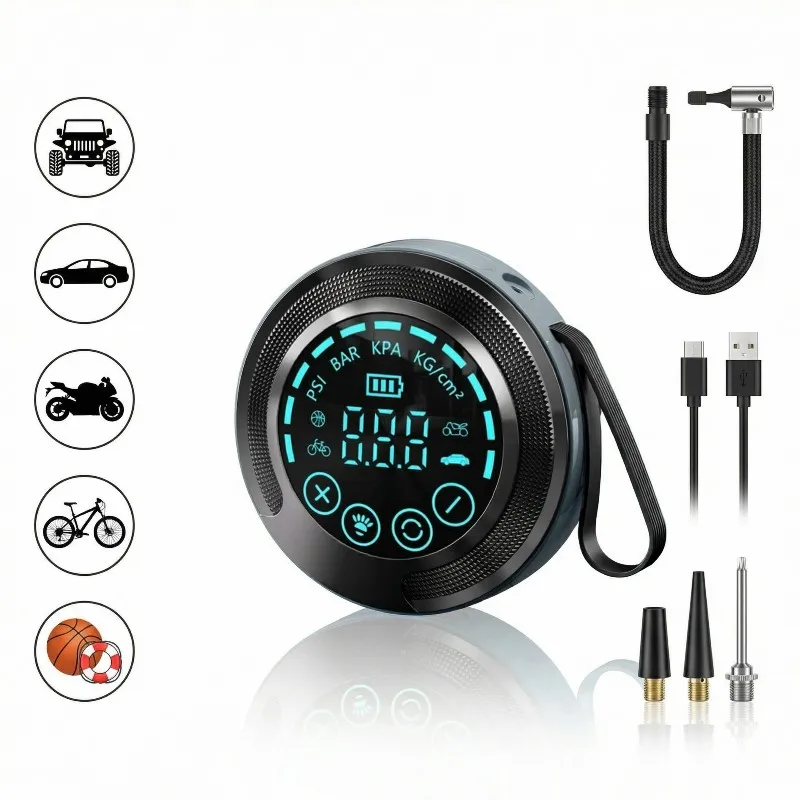 Exquisite Portable 120 PSI Digital Cordless Car Tire Inflator Air Compressor LED Light, For Cars, Motorcycles, Bikes Pump